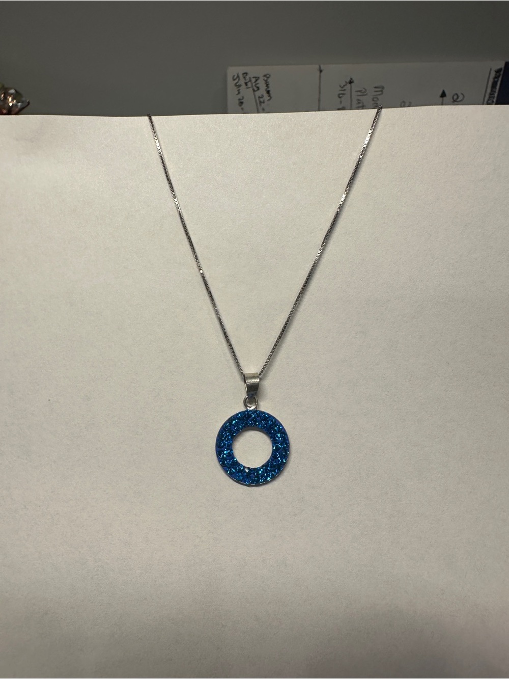 New Women's 925 sterling silver Necklace deep ocean blue pendant minimalist